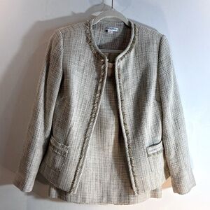 PENDLETON Sz 6 Jacket Sz 8 Skirt Suit Lined Tweed Hook Closure Shoulder Pads